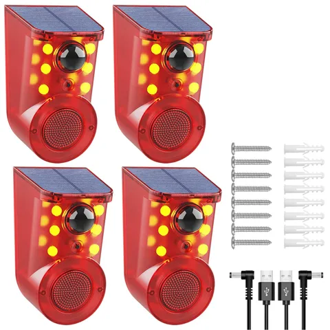 ChunHee Solar Outdoor Motion Sensor Alarm 3 Working Mode Motion Activated Ala...