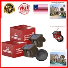 Solar Wireless Driveway Alarm 1/2 Mile 1 Receiver 2 Sensors Adjustable Motion
