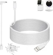 50Ft Power Cable for Wyze Cam V4, Pan V3, OG, V3 and V3 Pro Gameras, White