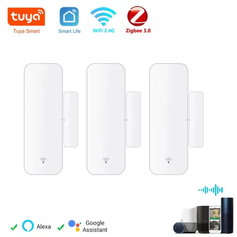 Tuya WiFi Zigbee Door Window Contact Sensor Smart Alarm Alexa Smart Life 2.4G