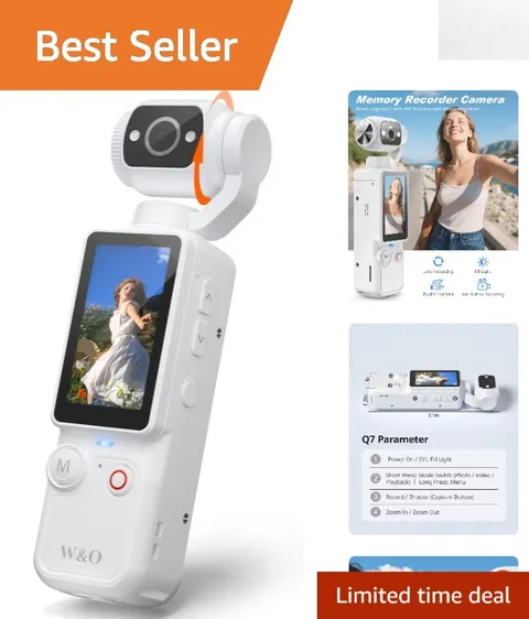 CGXUED Pocket Vlogging Camera with 180° Rotating Lens & 7-Hour Battery Life