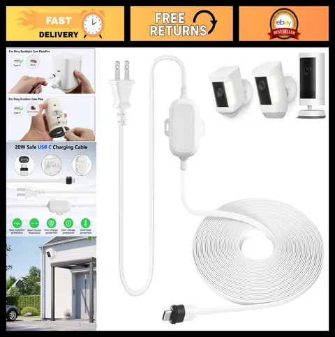 Weatherproof 25ft USB-C Power Cord for Spotlight Cam Plus/Pro - Outdoor Charging