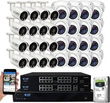 32 Channel NVR 32 X 4K Outdoor Indoor Microphone Turret Security Camera System