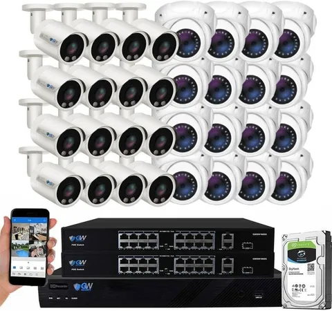 32 Channel NVR 32 X 4K Outdoor Indoor Microphone Turret Security Camera System