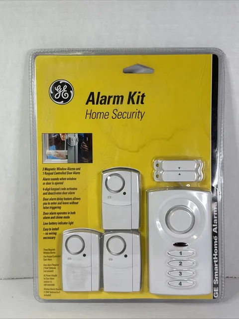 GE Alarm Kit Home Security Wireless 3 Window 1 Door Alarm 52559