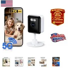 2K Indoor/Outdoor Security Camera with AI Text Alerts & Color Night Vision