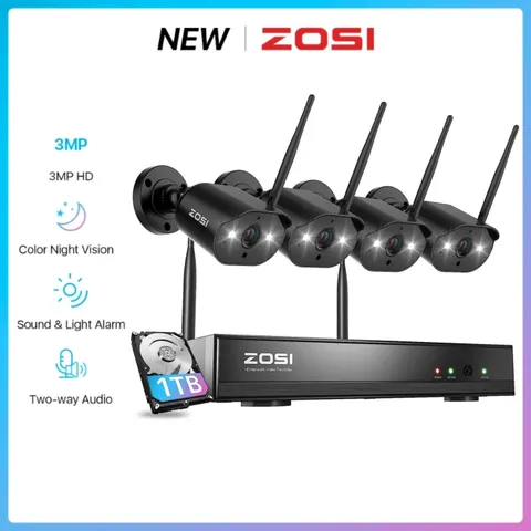 ZOSI 3MP Outdoor Wifi  Security IP Camera System 2K NVR 1TB HDD Ip66 Waterproof