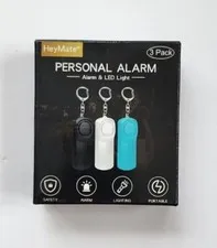 HeyMate Personal Alarm Sound Keychain LED Light Safety 3-Pack