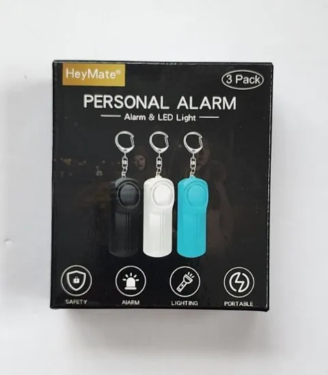 HeyMate Personal Alarm Sound Keychain LED Light Safety 3-Pack