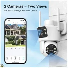 Dual Lens Solar Security Cameras Wireless Outdoor