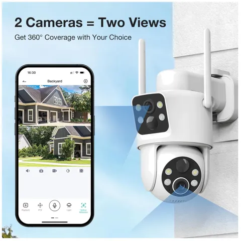 Dual Lens Solar Security Cameras Wireless Outdoor