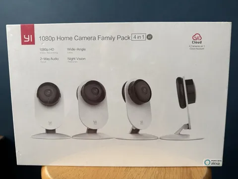 YI 1080p Home Camera Wi-Fi Indoor Night Vision 2-Way Audio Alexa + wall brackets