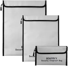 3 Pcs Fireproof Waterproof Money Important Document Bag(2000℉),Fire Proof Bag fo