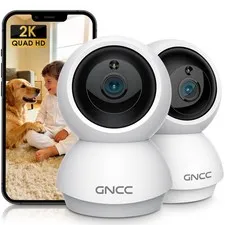 2K Cameras for Home Security,360°Pan/Tilt Indoor Camera with APP,2Pack