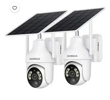 SEHMUA 2K Solar Security Cameras Wireless Outdoor, 2 Pack 360°View Pan/Tilt Wifi