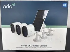 Arlo Pro 5S 2K Spotlight Camera 3-Cam 1-Solar Panel Bundle White VMK4360P