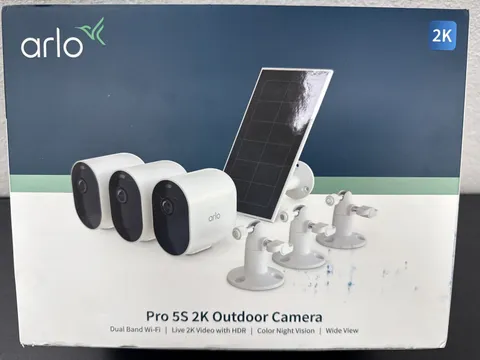 Arlo Pro 5S 2K Spotlight Camera 3-Cam 1-Solar Panel Bundle White VMK4360P