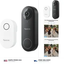 REOLINK Video Doorbell WiFi 2K Wired Camera, 4:3 Wide View Outdoor Camera | N...