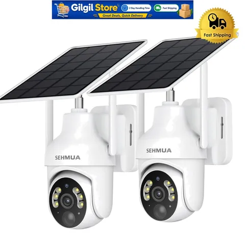 Pan & Tilt 2K Solar Security Cameras - Color Night Vision & 365-Day Protection