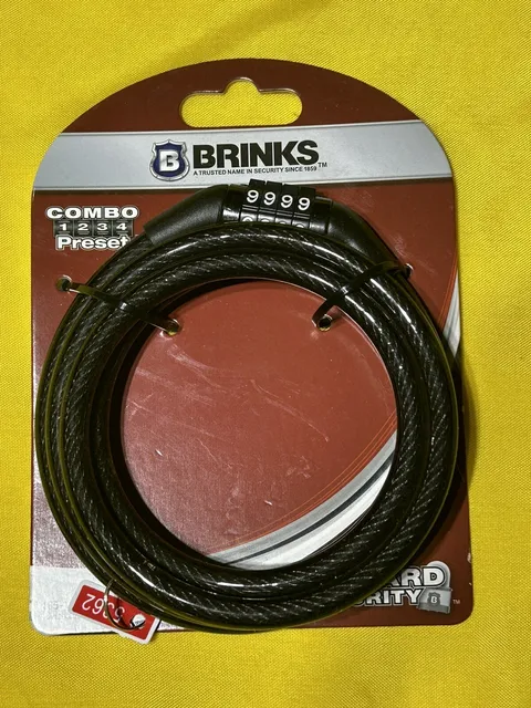 Brink's COMBO 4-DIAL PRESET 5-FT FLEXIBLE STEEL CABLE LOCK 5/16" Diameter Bike
