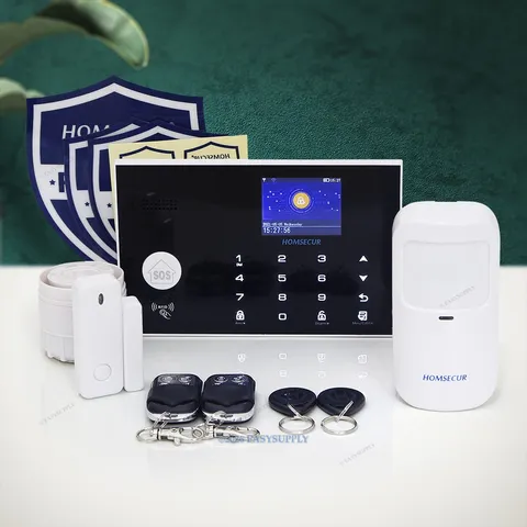 HOMSECUR Wireless&Wired 4G/GSM WIFI Home Security Alarm System with Touch Panel