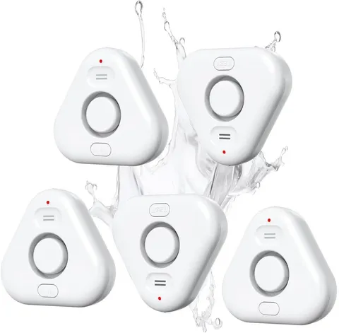 5 Pack Water Leak Detectors for Home,  4 Levels Adjustable Audio 0-120Db Water S