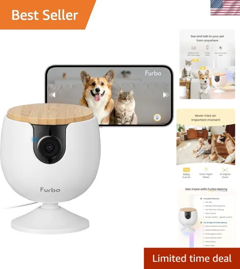 Mini Pet Camera: Security Cam w/Barking/Meowing Alerts, Cat or Dog Tracking w...