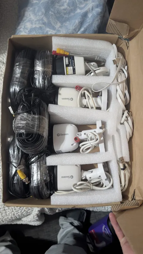 Swann 3-Pack Wired BNC Bullet CCTV Cameras White Indoor/Outdoor - 1 Cobra Camera