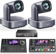 4K PTZ Camera Bundle/Kit - 2-Pack 12X Optical Zoom NDI AI Cameras (LAN/HDMI/USB3