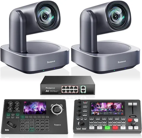 4K PTZ Camera Bundle/Kit - 2-Pack 12X Optical Zoom NDI AI Cameras (LAN/HDMI/USB3