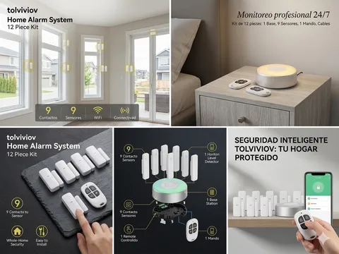 tolviviov 12 Piece Wi-Fi Home Alarm System Kit Base Station Remote