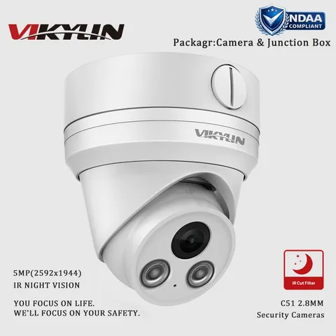 VIKYLIN 5MP Night Vision IP Camera Waterproof Junction Box All Metal Accessories