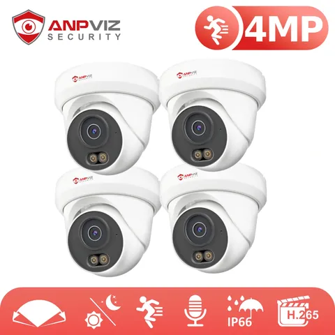 Anpviz 4PCS 4MP PoE IP Security Camera Outdoor AI Detection Color Night Vision