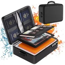 Upgraded Fireproof & Waterproof Document Organizer with Lock – 8 Layer Storage
