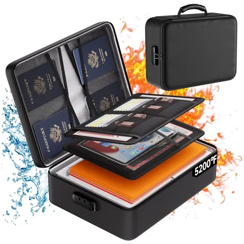 Upgraded Fireproof & Waterproof Document Organizer with Lock – 8 Layer Storage