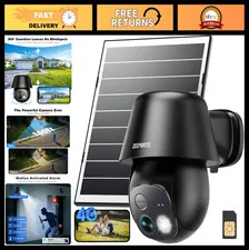 Wireless 4G LTE Solar Security Camera - 2K Night Vision, 360° Pan Tilt, AI Motio