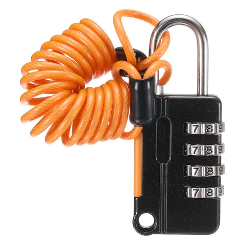 Luggage Lock, 4 Digit Combination Padlock with Flexible Orange Cable (90cm)