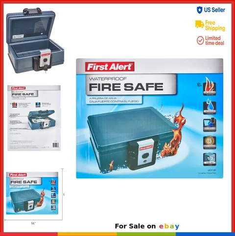 Fireproof File Chest 0.17 Cubic Ft Waterproof Document Safe Locking Latch