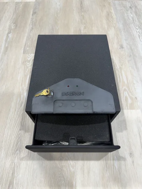 STACK-ON Quick Access Drawer Under Counter Safe, Electronic Lock, Black Steel