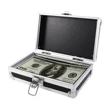 New Portable Aluminum Alloy Cash Document Tools Home Safe Black Props Metal Pass