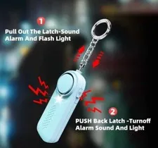 Self Defense Alarm 130db LED w/Acoustic Flash Light Blue 