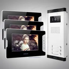 7" Hands-free Video Doorbell Security Intercom with 3pcs Monitors for House/Flat