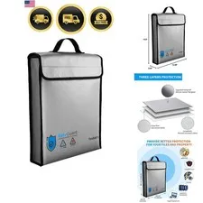 Fireproof Waterproof Document Bag with Zipper Heat Insulated Organizer for Va...