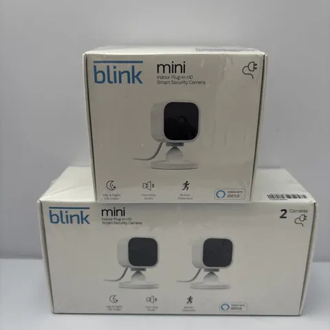 NEW Blink Mini 3-Pack Indoor 1080p HD Security Cameras with Wi-Fi White SEALED