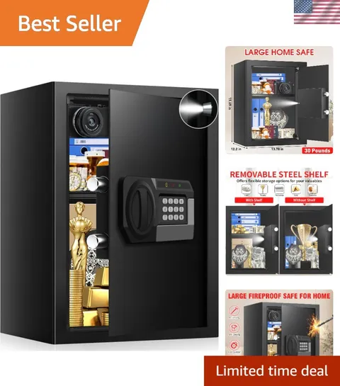 3.3 Cuft Large Home Safes Water and Fireproof with Digital Keypad & Key Lock,...