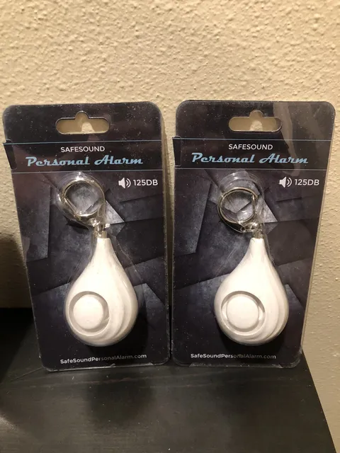 LOT of 2 White Safe Sound Personal Alarm Self-Defense 125 Decibels Keychains New