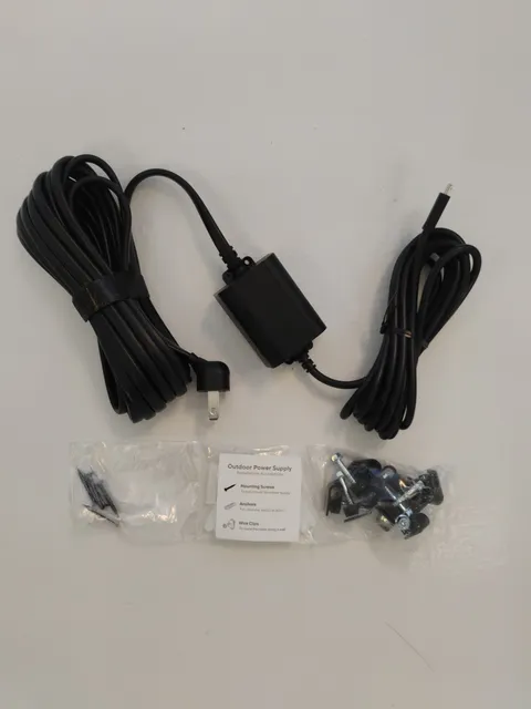 Ring Camera Power Adapter Cord Indoor/Outdoor USB-C Black With Screws/Anchors