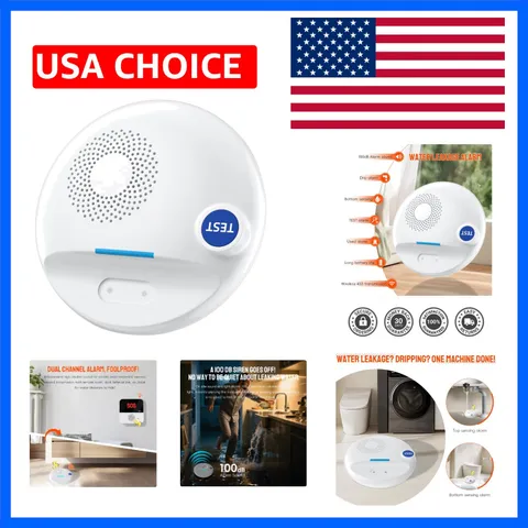 Wireless Water Leak Detector - Works Standalone or with Smart Hub, Loud Siren...