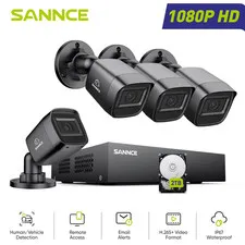 1080P Wired Security Camera System Outdoor with AI Human/Vehicle Detection,8Ch H
