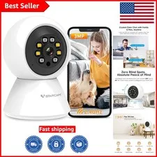 3MP 2K WiFi Indoor Pet Security Camera with Color Night Vision & 2-Way Audio